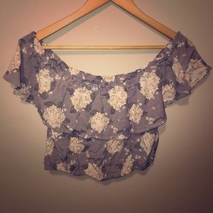 Streetwear Society floral print frilly crop top